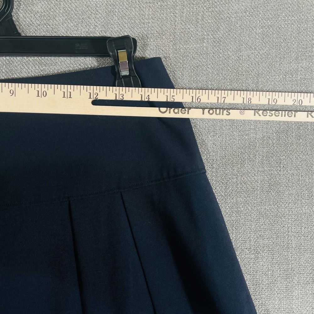 Ann Taylor Skirt Womens 6P Navy Blue Eyelet Hem Pleated Knee Length Career - Picture 3 of 14